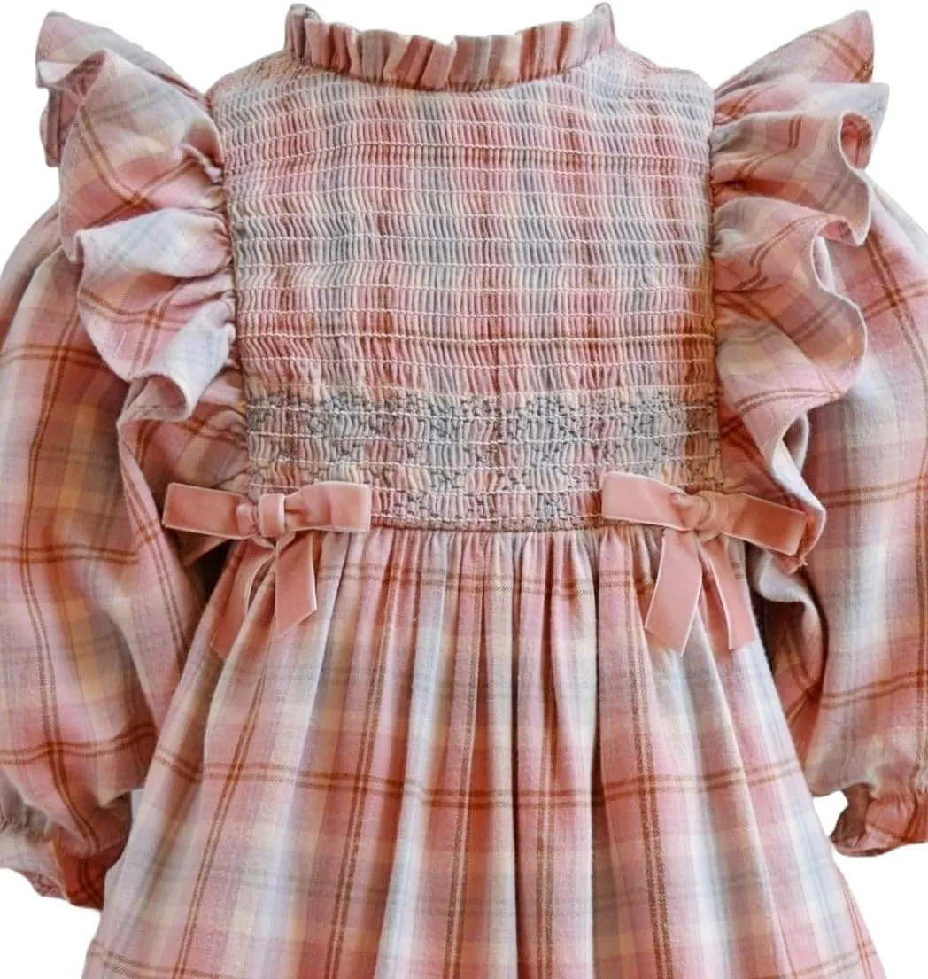 Bonnie Jean Girls 3M-6X Smocked Pinafore Ruffle Woven Dress
