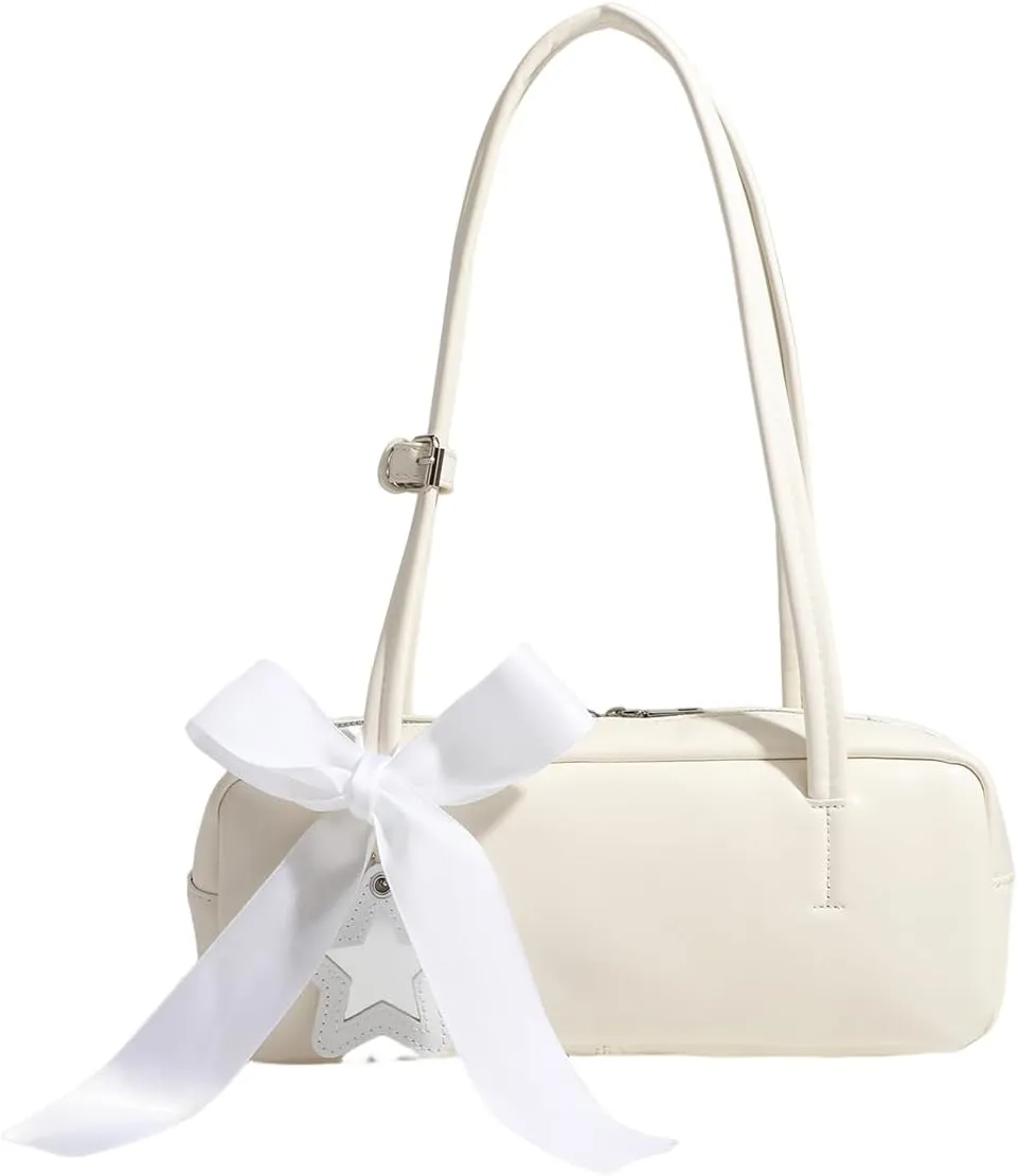Bow Ribbon designed Tote, Star Decor Top-Handbag, Aesthetic Shoulder Purse Handbag for Women