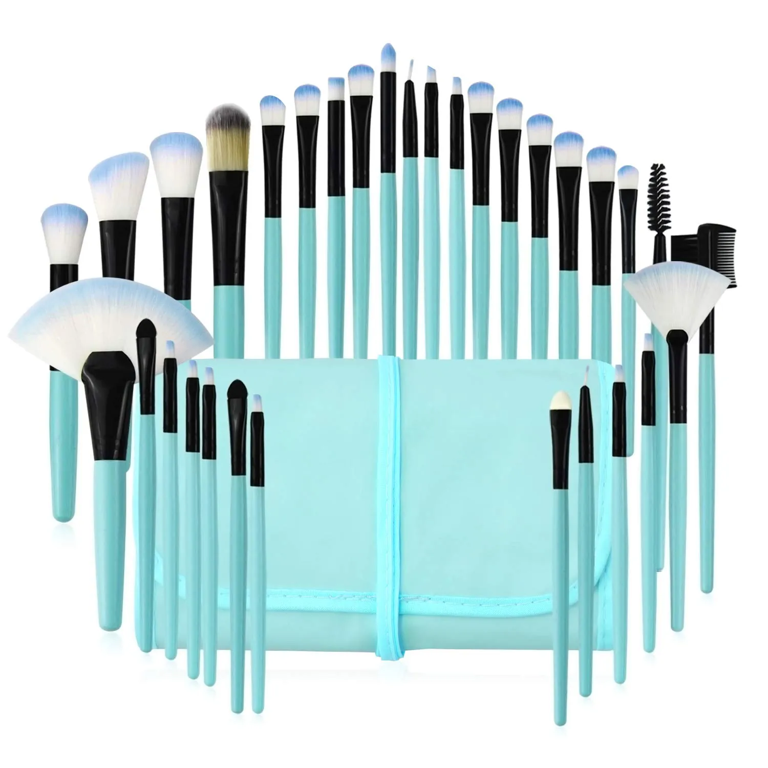 Brush set make up,Professional 32 Piece Make Up Brush Set,Foundation Powder Cream Eyebrow Eyeliner Concealer Kabuki Brush With Nylon Bag (Blue)