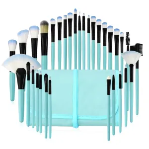 Brush set make up,Professional 32 Piece Make Up Brush Set,Foundation Powder Cream Eyebrow Eyeliner Concealer Kabuki Brush With Nylon Bag (Blue)