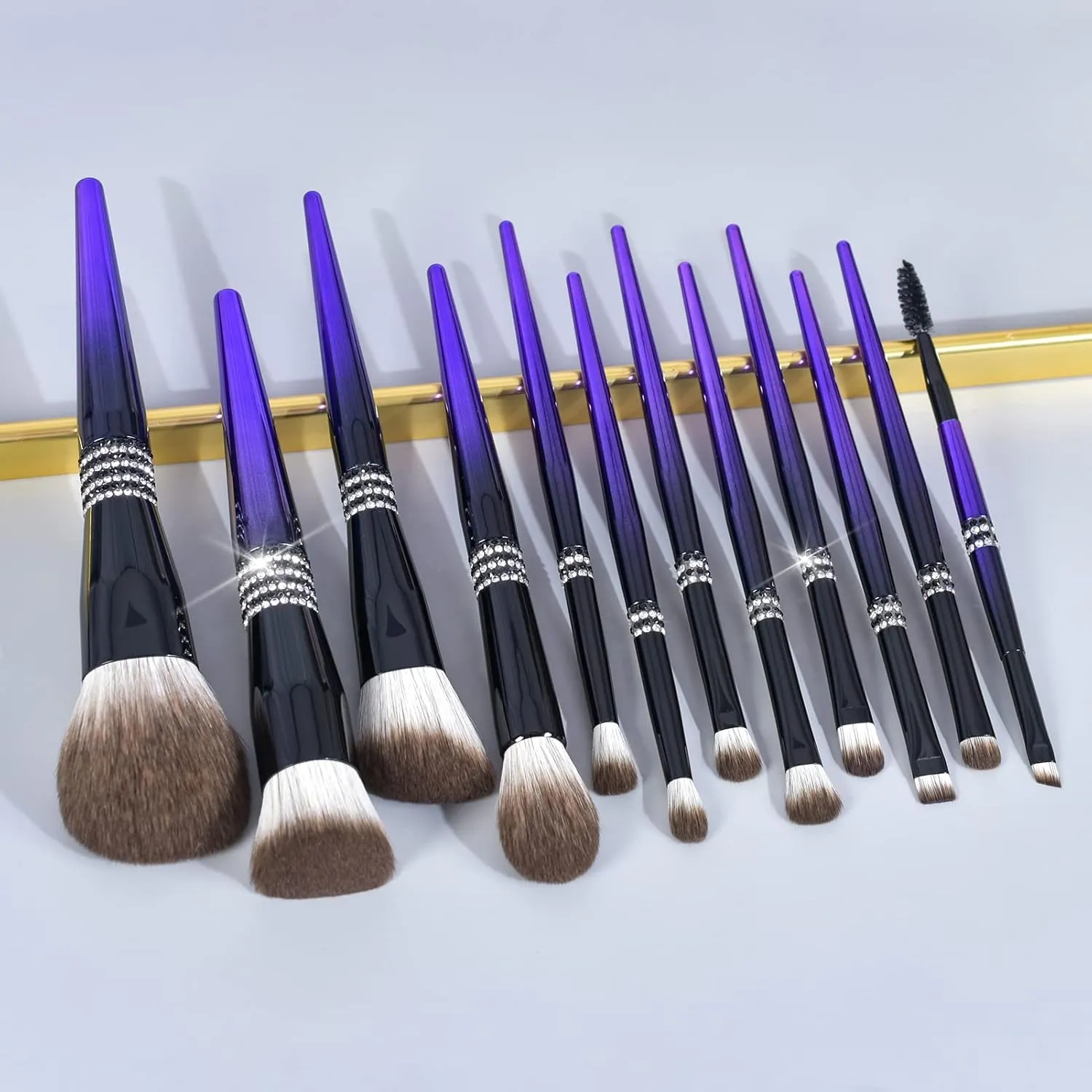 Bueart Design 16Pcs ULTRA SOFT Labeled Pro Makeup Brushes Set with Foundations Powder Blush Concealer Blending Eyeshadow Contour Brush (12Pcs Black Rose Blue)