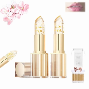 Bymolias Color Changing Lipstick, Bymolias Lipstick, Bymoli a Lip Stick Transparente, Color Changing Lip Balm Gold Foil for Women, By Molias Gold Crystal Colors Changed Lip Stick (2Pcs, One Size)