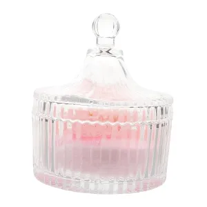 CANIGHT 1 Set Dual Sided Makeup Puff with Glass Storage Container Versatile Long Velvet Applicator for Body and Face Powder for Travel Keeps Puff Clean and Ready to Use