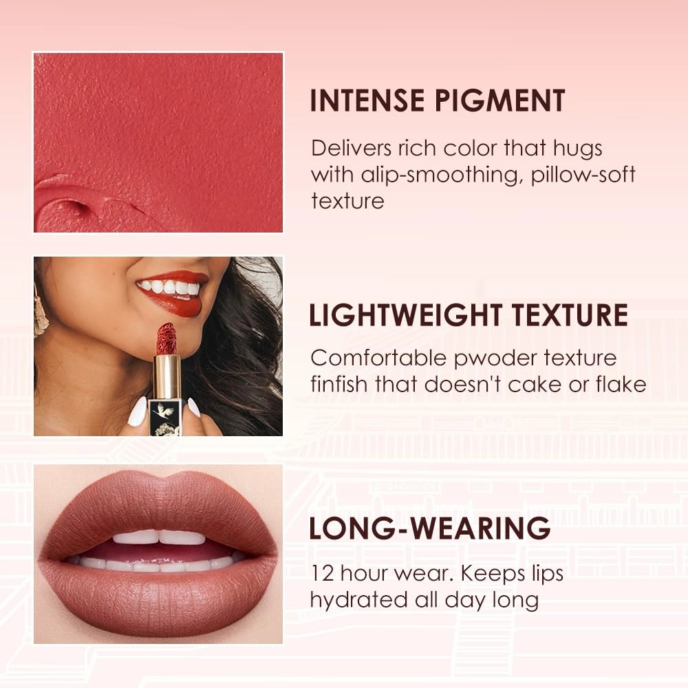 Catkin Moist Lipstick Hydrating High Impact Color Infused with Vitamin E and Avocado Oil Smooth Soft Texture Long Lasting Red Glow Finish 2pcs 07