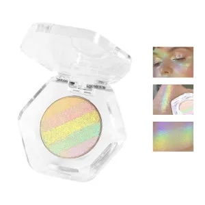 Chameleon Face Highlighter Palette, Multichrome Eyeshadow Shimmer Pigmented Powder, Holographic Sparkle Rainbow Highlighter(Rainbow)