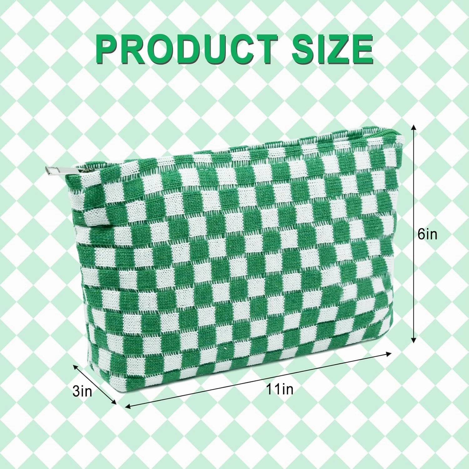 Checkered Makeup Bags 4 Piec Pink Green Large Capacity Travel Toiletry Bags Organizer Cute Cosmetic Bag for Women Aesthetic Accessories Storage Makeup Brushes Ideal for Travel