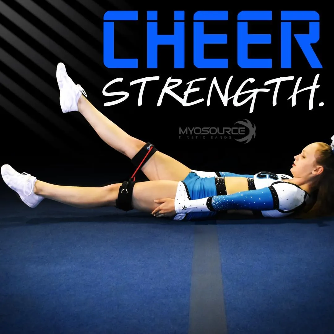 Cheer Kinetic Bands Cheerleader Flexibility and Strength Training | Improve Jumps, Stunts, Landings | 4-Level Leg Resistance Bands & 12 Stunt Strap Color Options, Digital Training Downloads