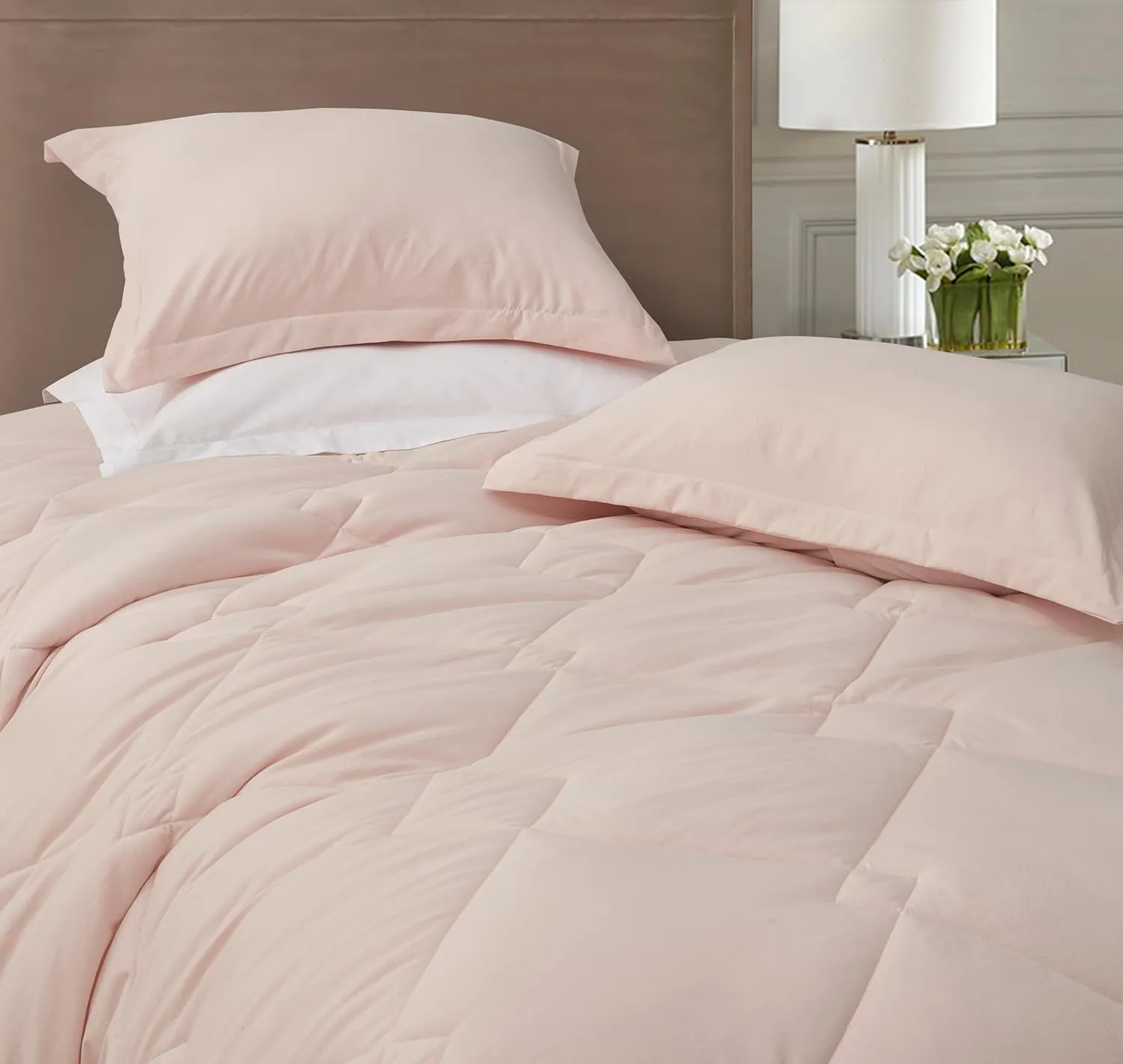 Chezmoi Collection Logan Blush Pink Comforter Set King Size 3-Piece Soft Lightweight Stone-Washed Microfiber Comforter Set for All Season (1 Comforter 104x92, 2 Shams)