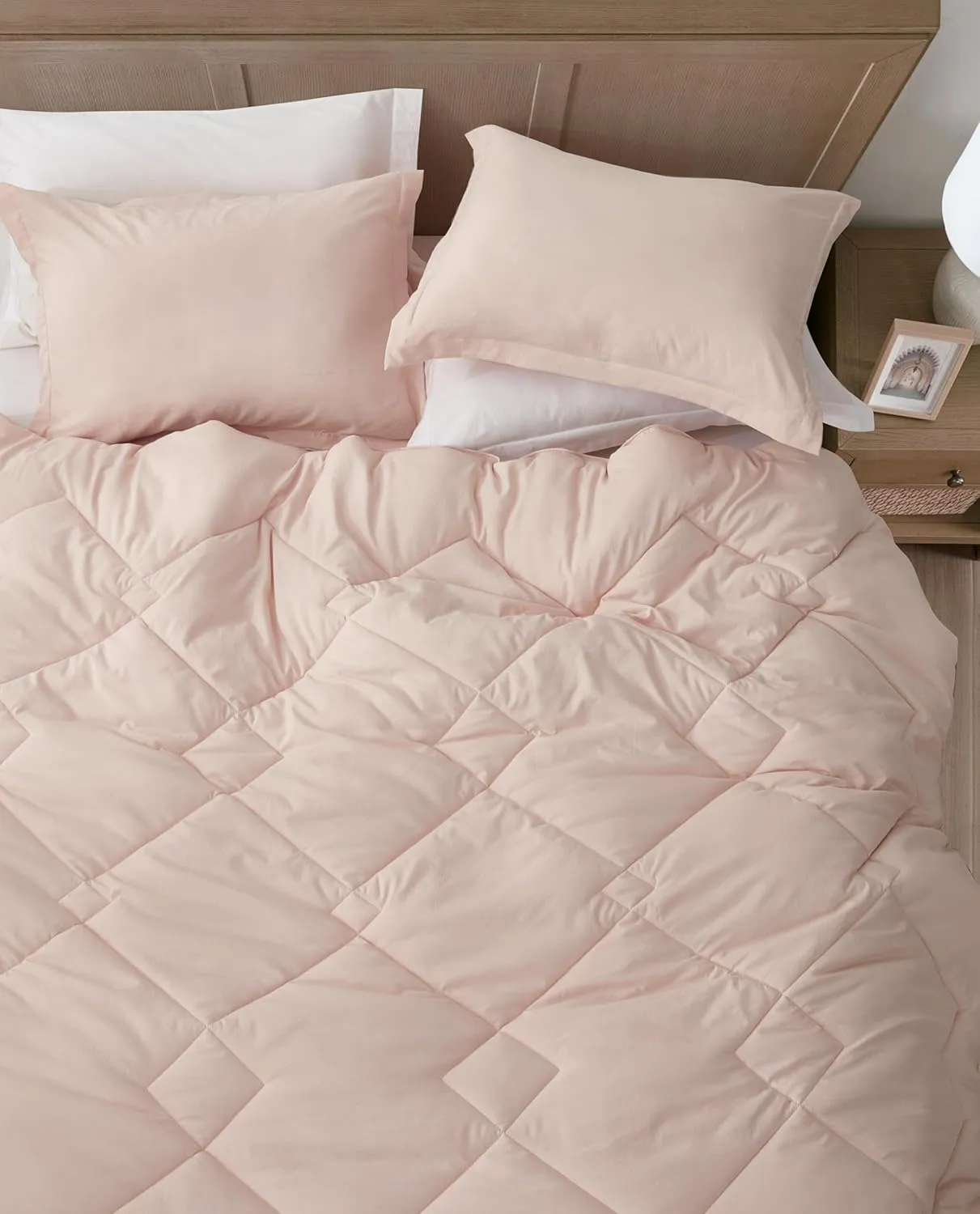 Chezmoi Collection Logan Blush Pink Comforter Set King Size 3-Piece Soft Lightweight Stone-Washed Microfiber Comforter Set for All Season (1 Comforter 104x92, 2 Shams)