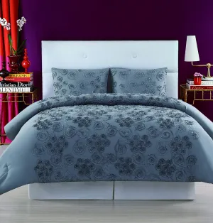 Christian Siriano Pretty Petals King Duvet Cover Set, Grey