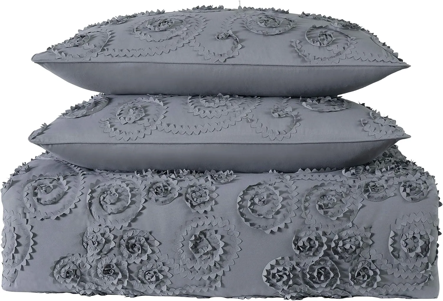 Christian Siriano Pretty Petals King Duvet Cover Set, Grey
