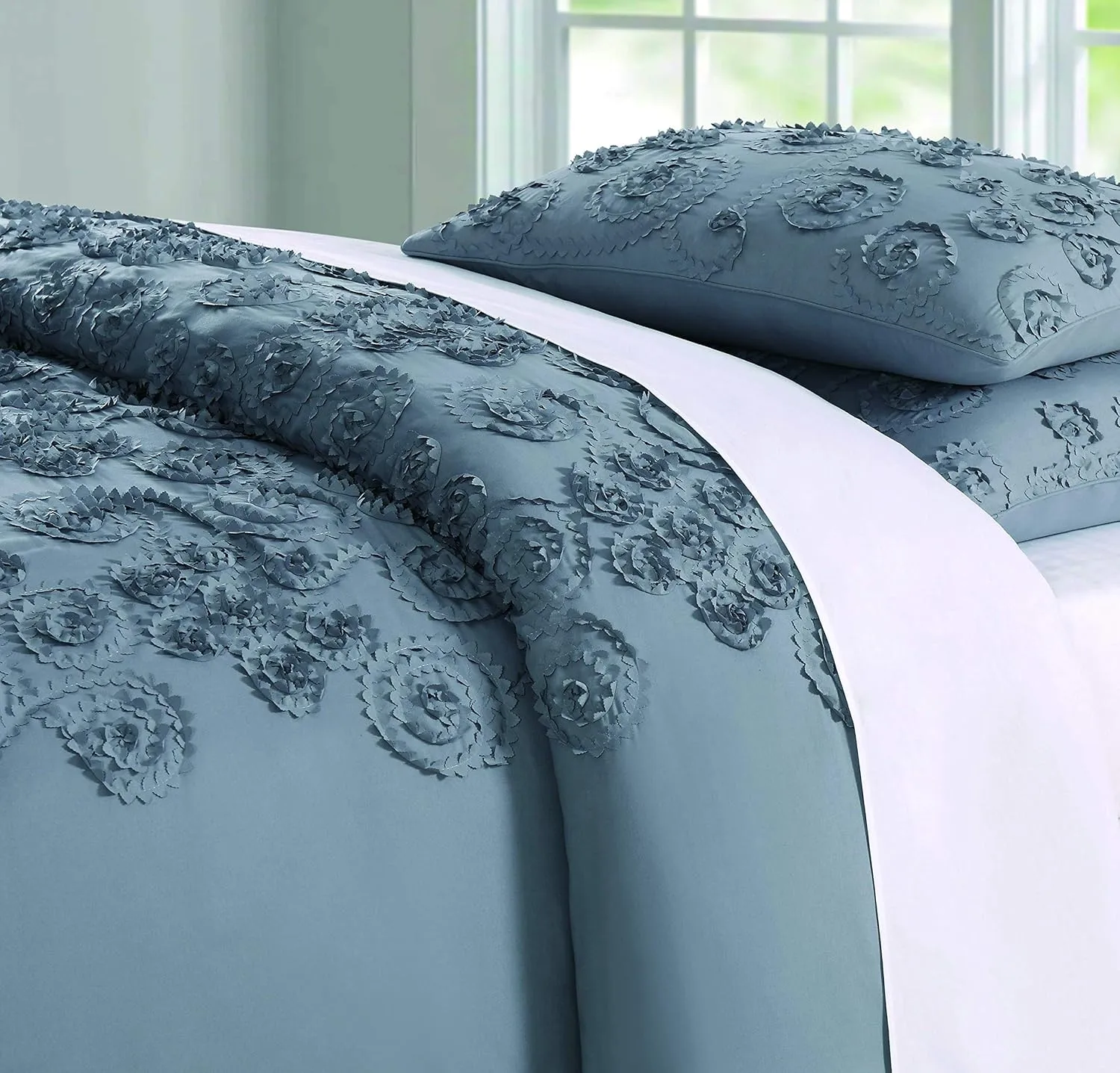 Christian Siriano Pretty Petals King Duvet Cover Set, Grey