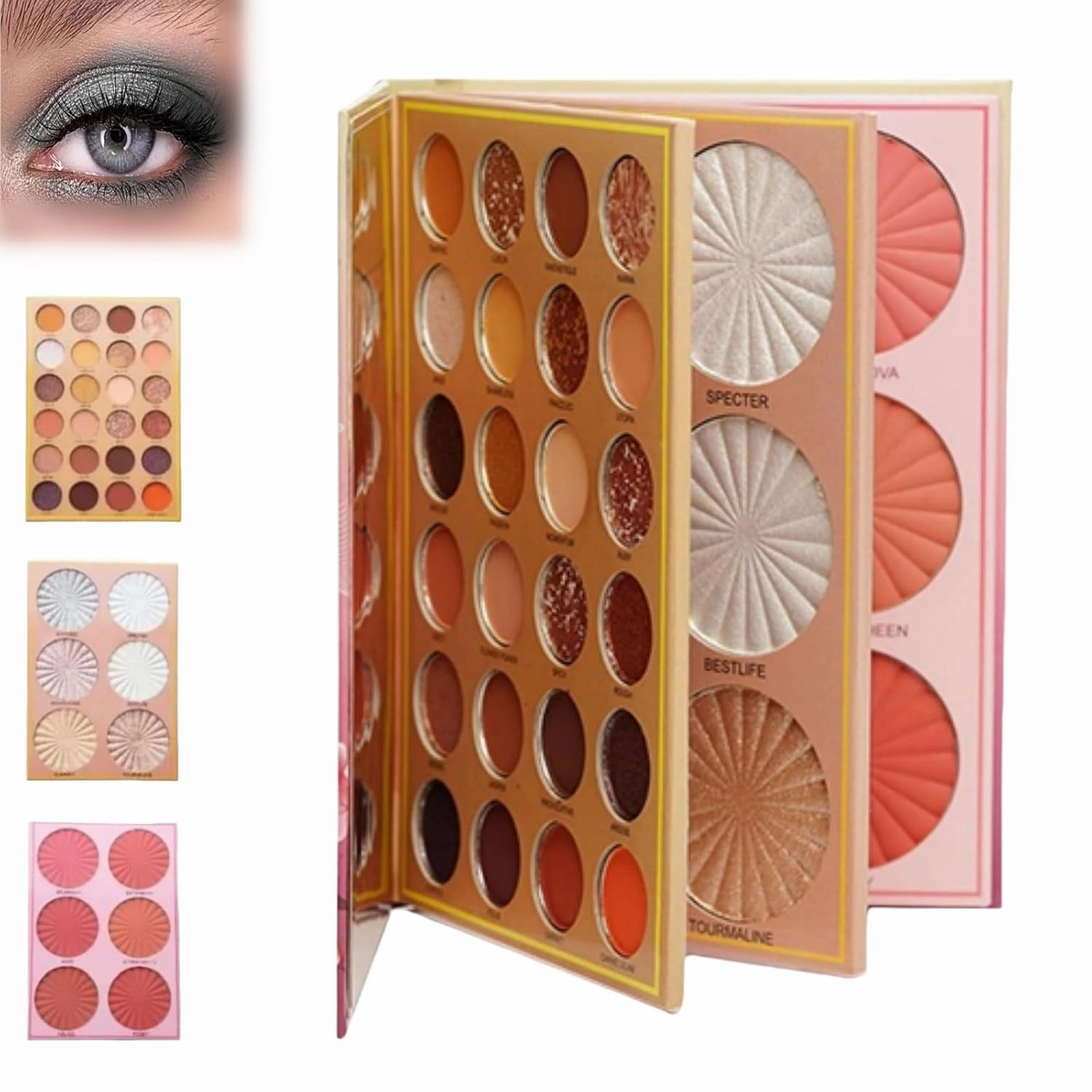 Christine Makeup Book Palette, Multi-Color Folding Three-Layer Book Makeup, 82 Color Eyeshadow Palette Colorful Makeup, Eye Shadow Book, Long Lasting Eye Shadow Makeup Pallet Kit (1PCS)