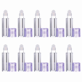 Clear Lip Gloss Clear Lip Gloss Purple Lipstick 10pcs Refillable Roll On Bottles Lip Gloss Vials Essential Oils Bottles with Lid Purple Cap Clear Container Travel Perfume Travel Perfume