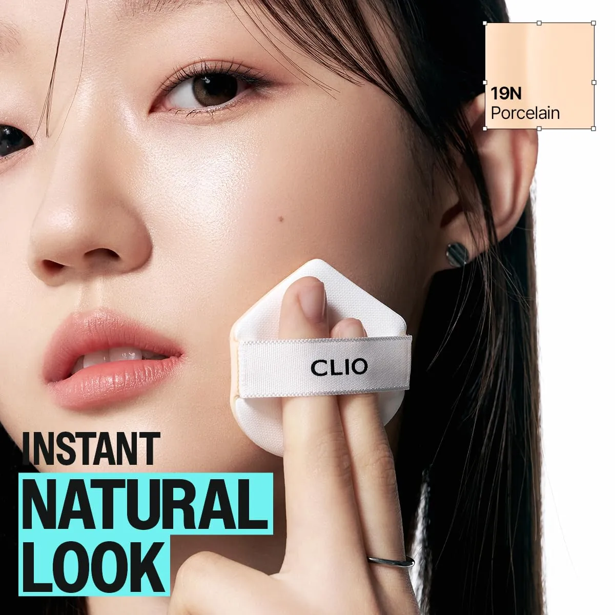 CLIO The Original Kill Cover Founwear Cushion – Korean Makeup, Full High Coverage Foundation, Airy Satin Finish, Skin Fit, 19N PORCELAIN