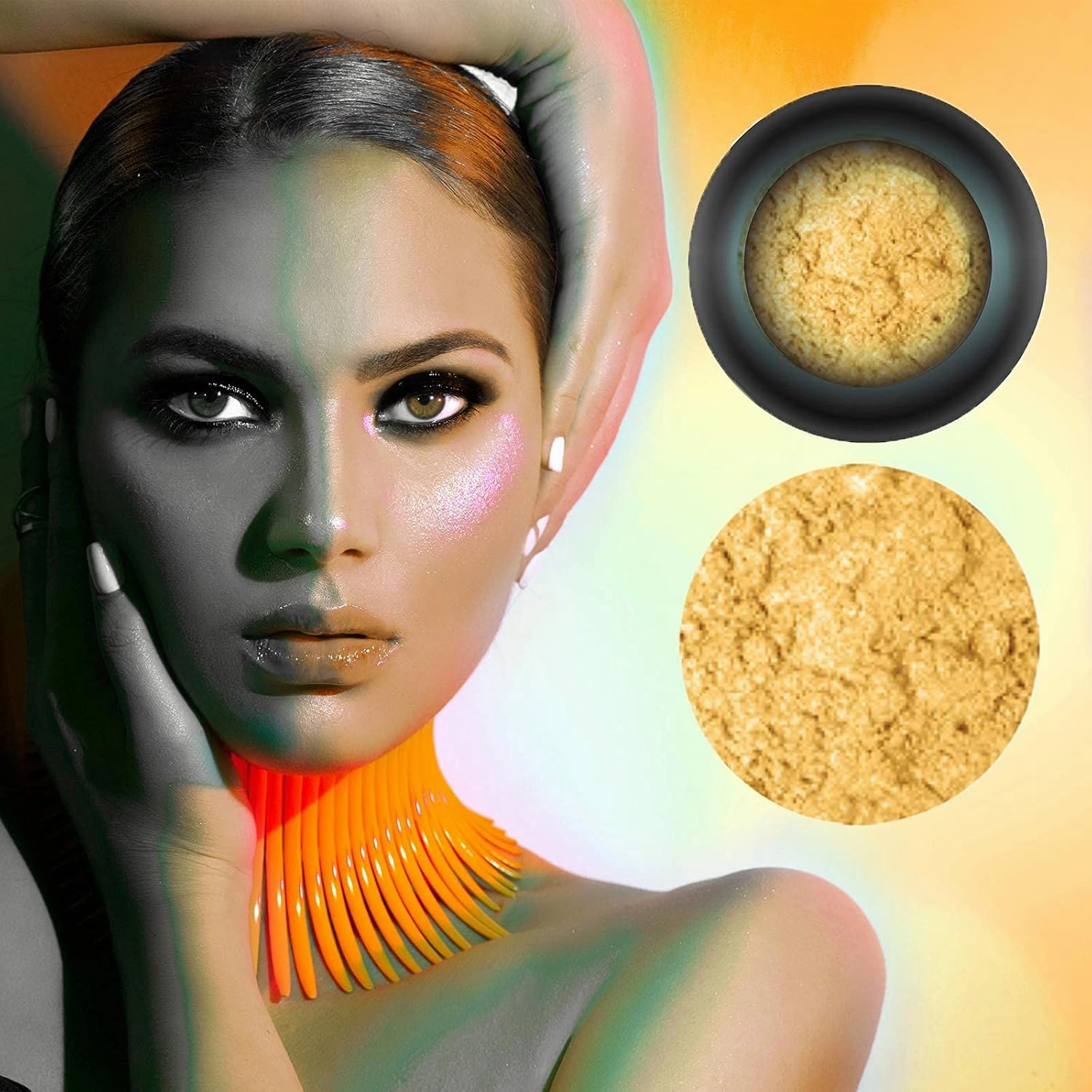 CoCo La Rue Hi-Def Eyeshadow Pigments Brite Vibrant Colors Fluorescent Powder Eyeshade Pigments, Dust Powder, Loose Pigment Eye Shadow - Blendable Radiant Eyeshade (CLR 205 Purest)