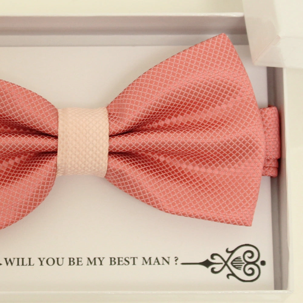 Coral blush bow tie, Best man gift , Groomsman bow tie, Man of honor gift, Best man bow tie, best man gift, man of honor request, handmade