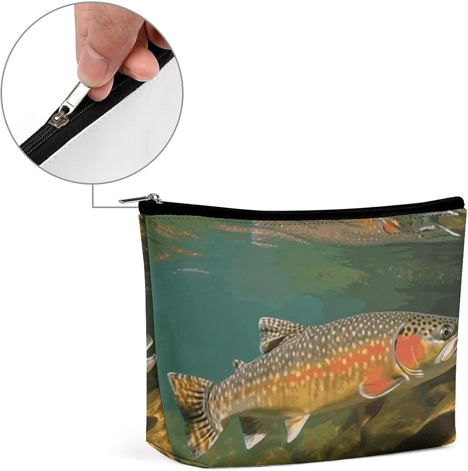 Cosmetic Bag Makeup Bags for Women Portable Makeup Bag Brook Trout Fly Fishing Makeup Case Travel Toiletry Bag for Travel Accessories