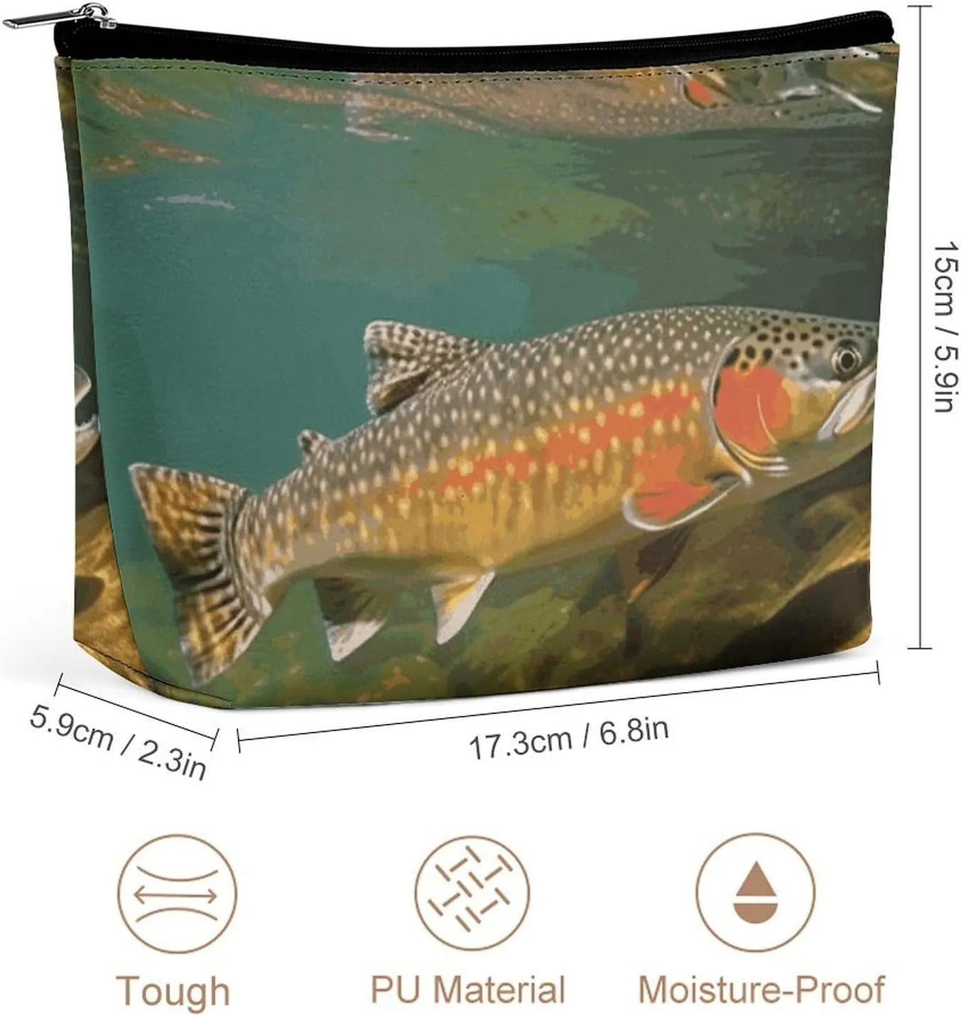Cosmetic Bag Makeup Bags for Women Portable Makeup Bag Brook Trout Fly Fishing Makeup Case Travel Toiletry Bag for Travel Accessories