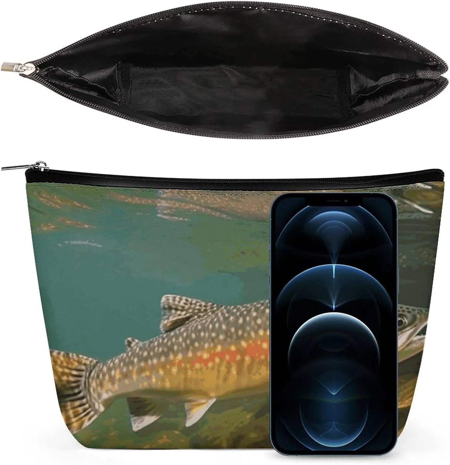 Cosmetic Bag Makeup Bags for Women Portable Makeup Bag Brook Trout Fly Fishing Makeup Case Travel Toiletry Bag for Travel Accessories