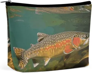 Cosmetic Bag Makeup Bags for Women Portable Makeup Bag Brook Trout Fly Fishing Makeup Case Travel Toiletry Bag for Travel Accessories