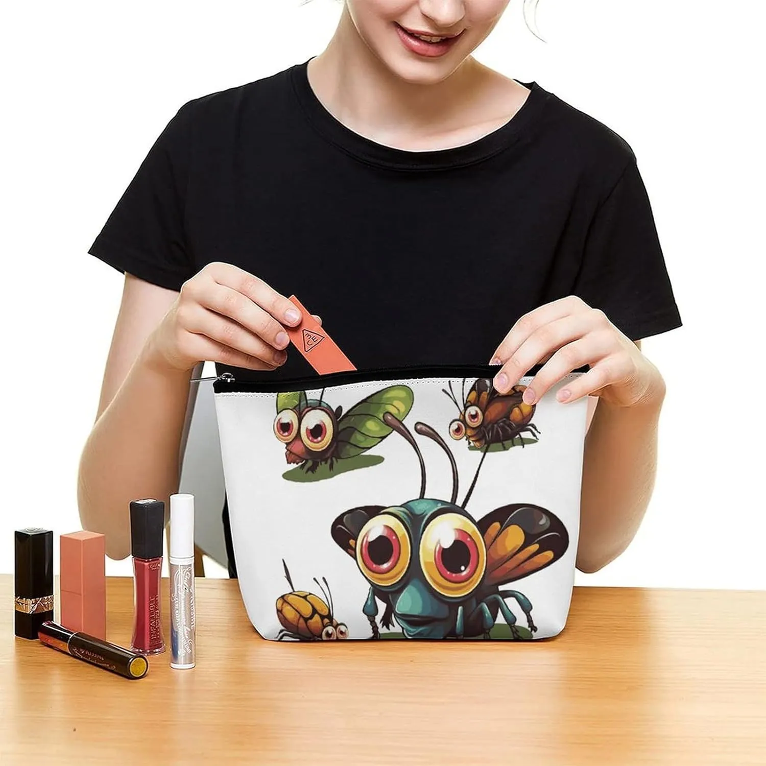Cosmetic Bag Makeup Bags for Women Portable Makeup Bag Cartoon Insect Makeup Case Travel Toiletry Bag for Travel Accessories