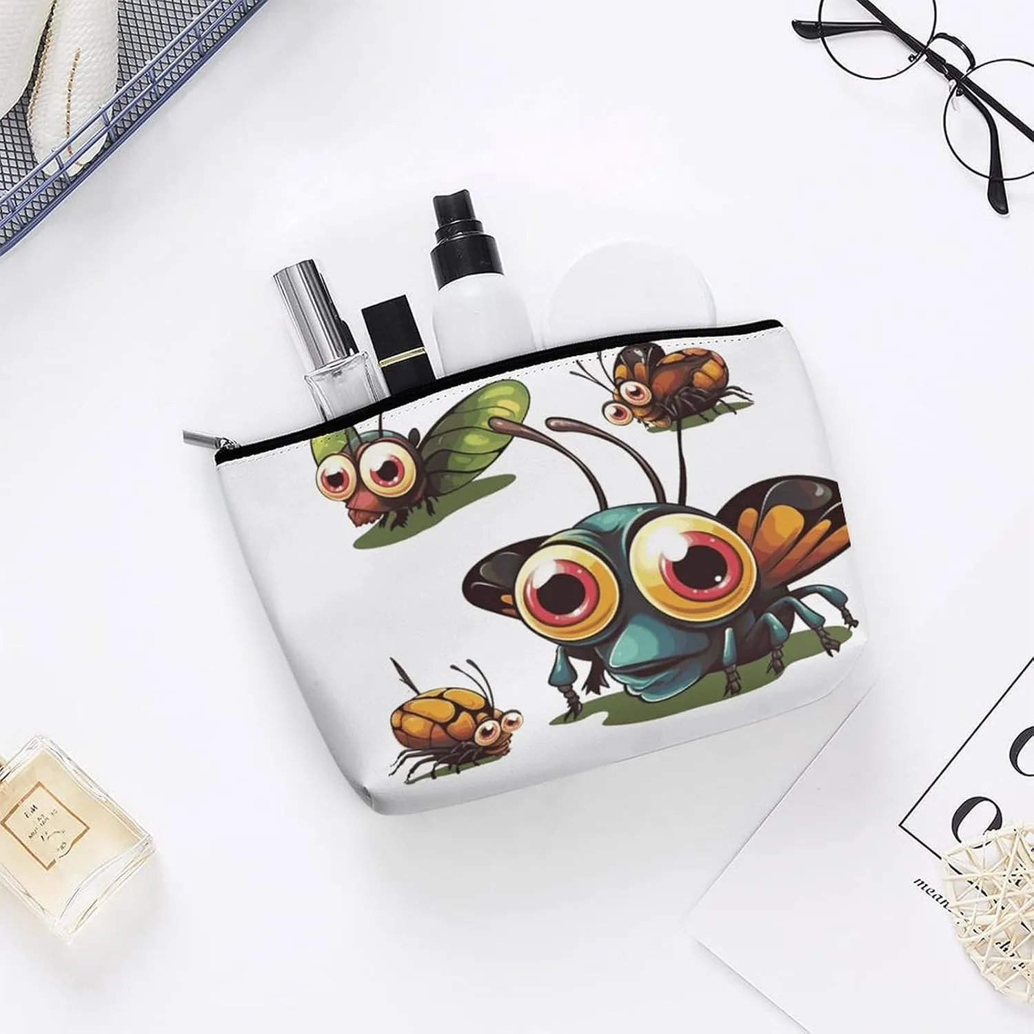 Cosmetic Bag Makeup Bags for Women Portable Makeup Bag Cartoon Insect Makeup Case Travel Toiletry Bag for Travel Accessories
