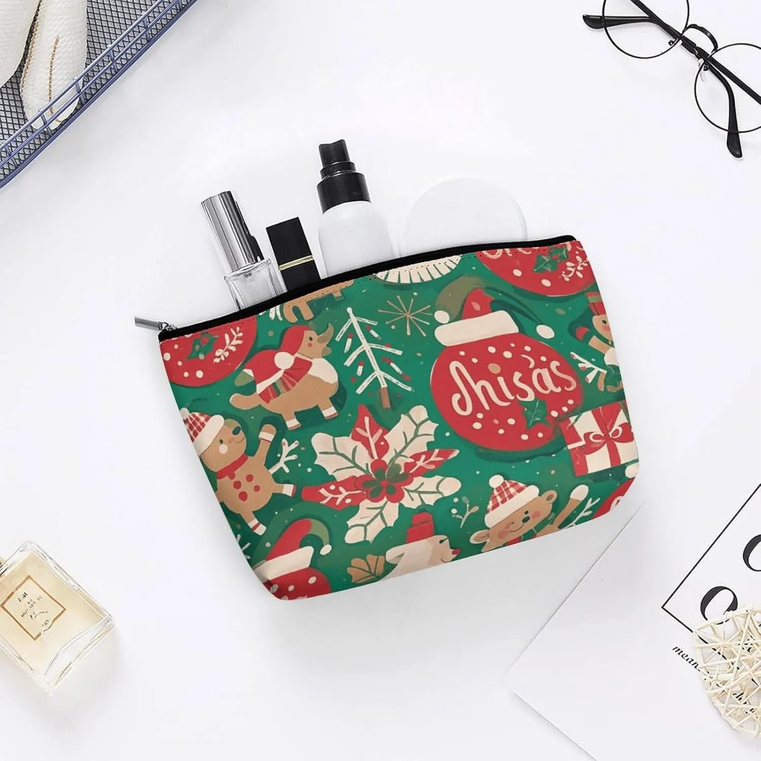 Cosmetic Bag Makeup Bags for Women Portable Makeup Bag Christmas Makeup Case Travel Toiletry Bag for Travel Accessories