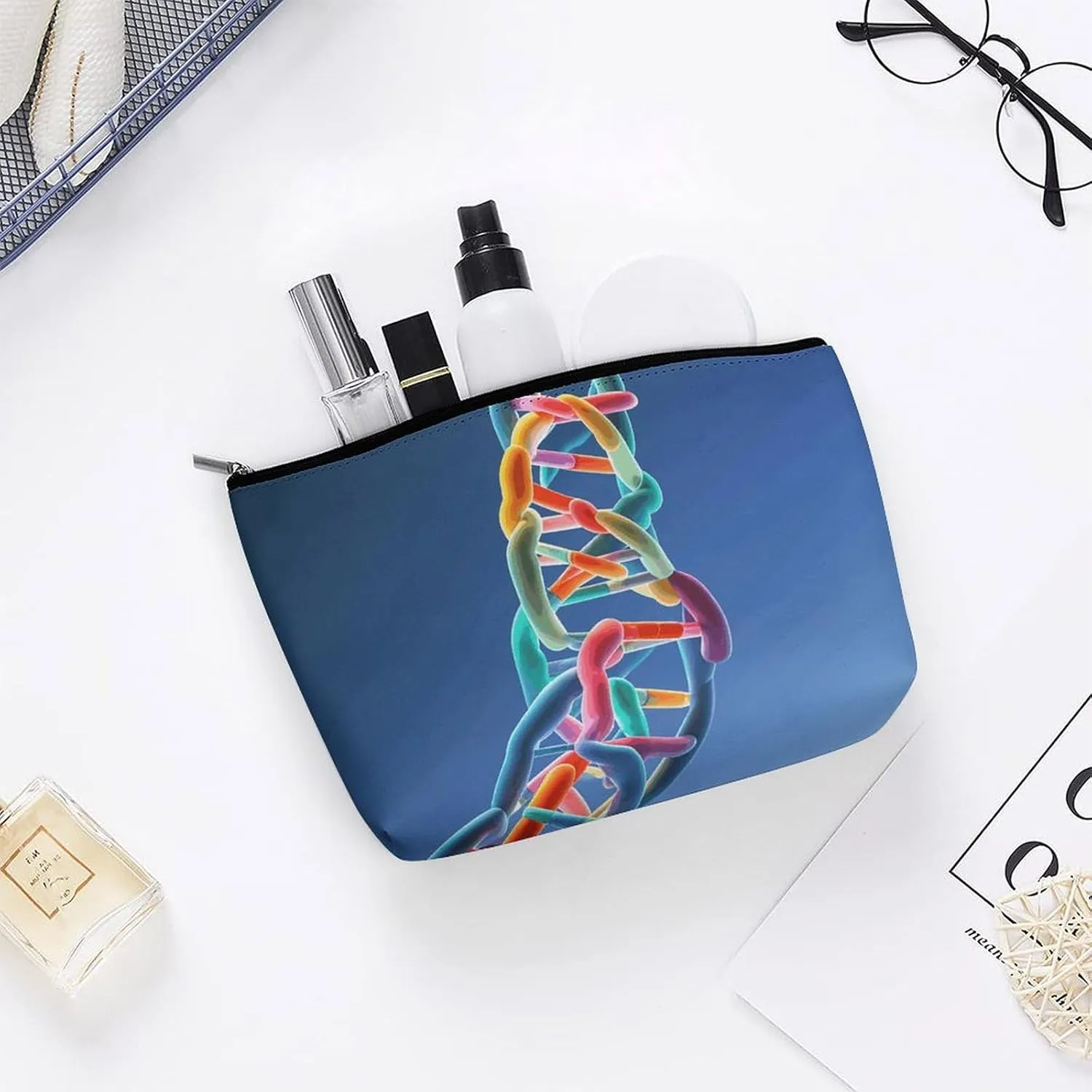 Cosmetic Bag Makeup Bags for Women Portable Makeup Bag DNA Chain Photoes Makeup Case Travel Toiletry Bag for Travel Accessories