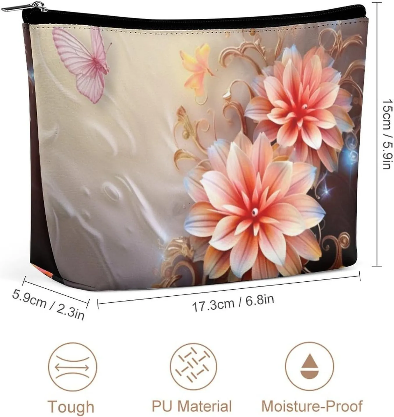 Cosmetic Bag Makeup Bags for Women Portable Makeup Bag Flower Makeup Case Travel Toiletry Bag for Travel Accessories