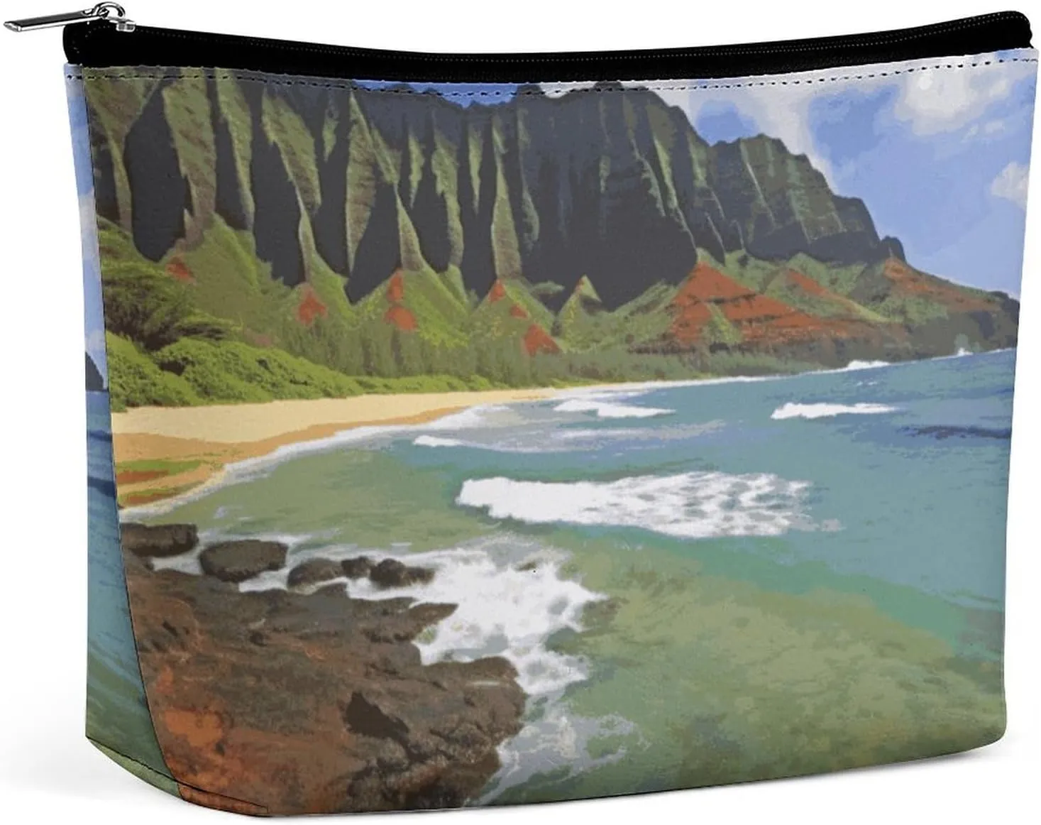 Cosmetic Bag Makeup Bags for Women Portable Makeup Bag Kauai Hawaii Seashore Makeup Case Travel Toiletry Bag for Travel Accessories