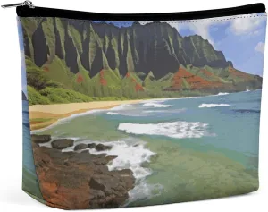 Cosmetic Bag Makeup Bags for Women Portable Makeup Bag Kauai Hawaii Seashore Makeup Case Travel Toiletry Bag for Travel Accessories