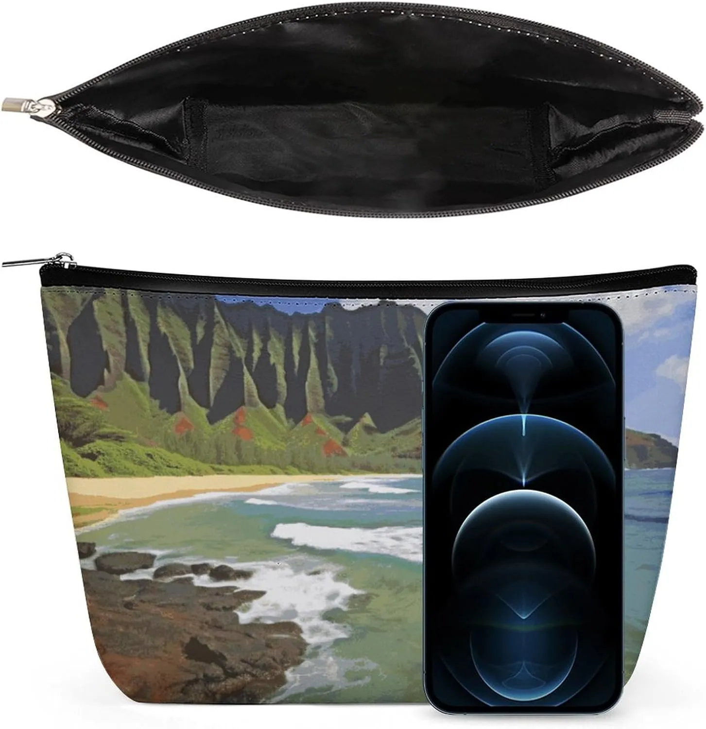 Cosmetic Bag Makeup Bags for Women Portable Makeup Bag Kauai Hawaii Seashore Makeup Case Travel Toiletry Bag for Travel Accessories