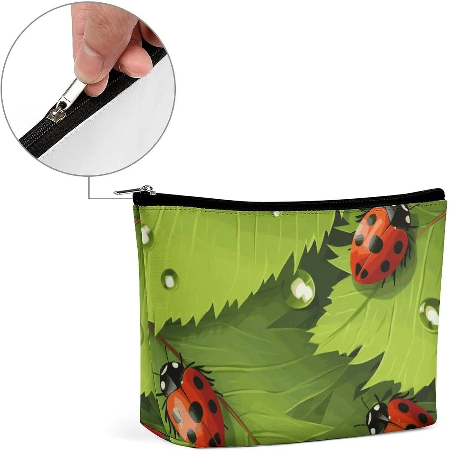 Cosmetic Bag Makeup Bags for Women Portable Makeup Bag Leaves And Ladybugs Makeup Case Travel Toiletry Bag for Travel Accessories