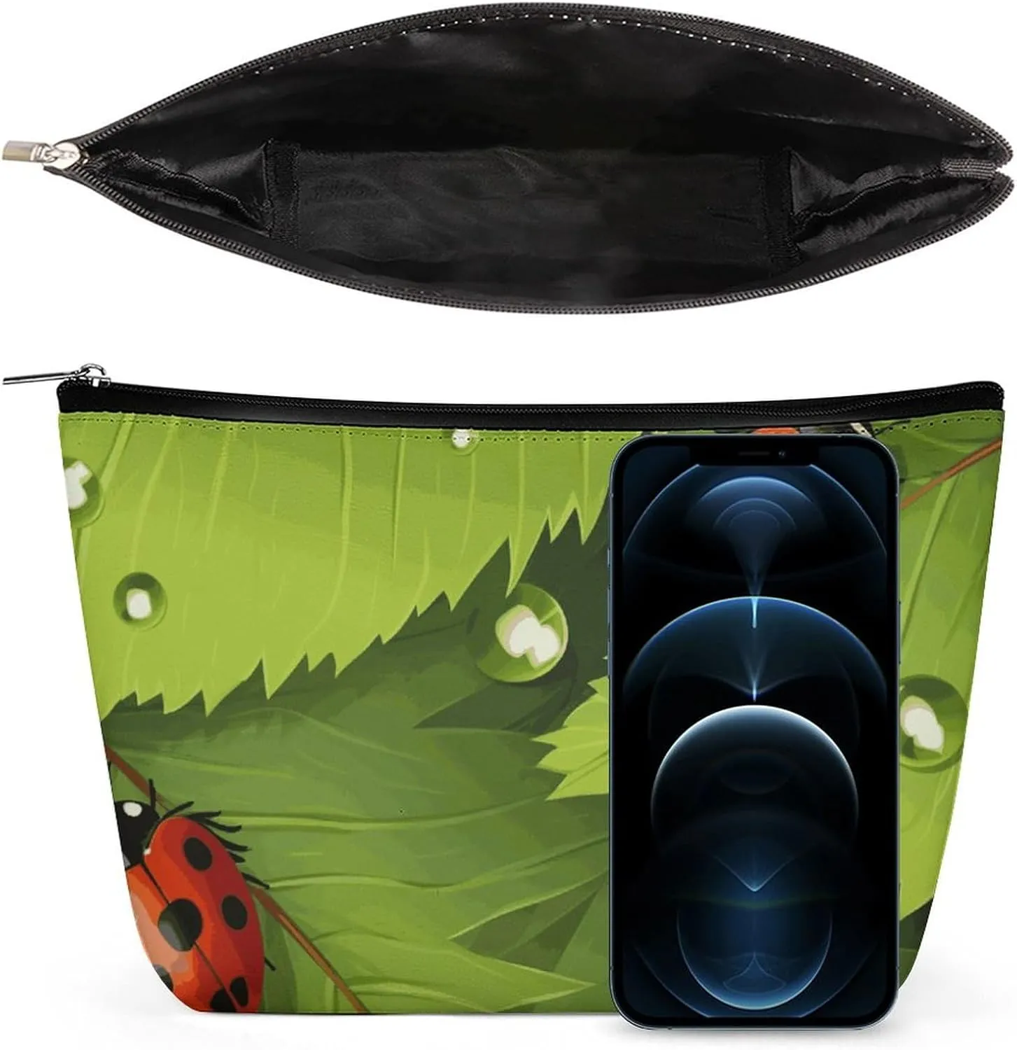 Cosmetic Bag Makeup Bags for Women Portable Makeup Bag Leaves And Ladybugs Makeup Case Travel Toiletry Bag for Travel Accessories