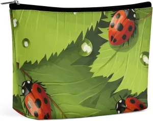 Cosmetic Bag Makeup Bags for Women Portable Makeup Bag Leaves And Ladybugs Makeup Case Travel Toiletry Bag for Travel Accessories