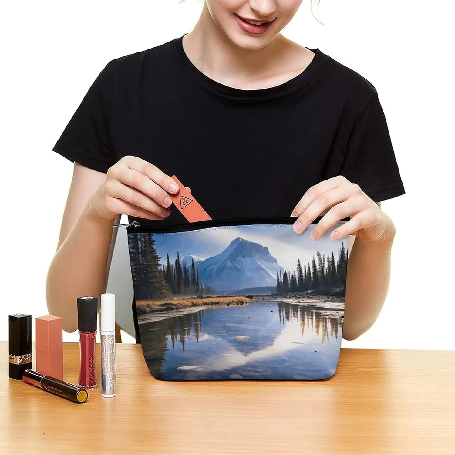 Cosmetic Bag Makeup Bags for Women Portable Makeup Bag Magnificent View in Banff Makeup Case Travel Toiletry Bag for Travel Accessories