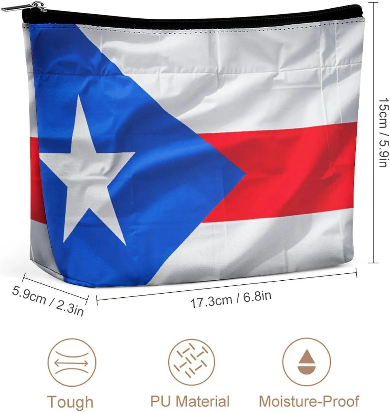 Cosmetic Bag Makeup Bags for Women Portable Makeup Bag Puerto Rico Flag Makeup Case Travel Toiletry Bag for Travel Accessories