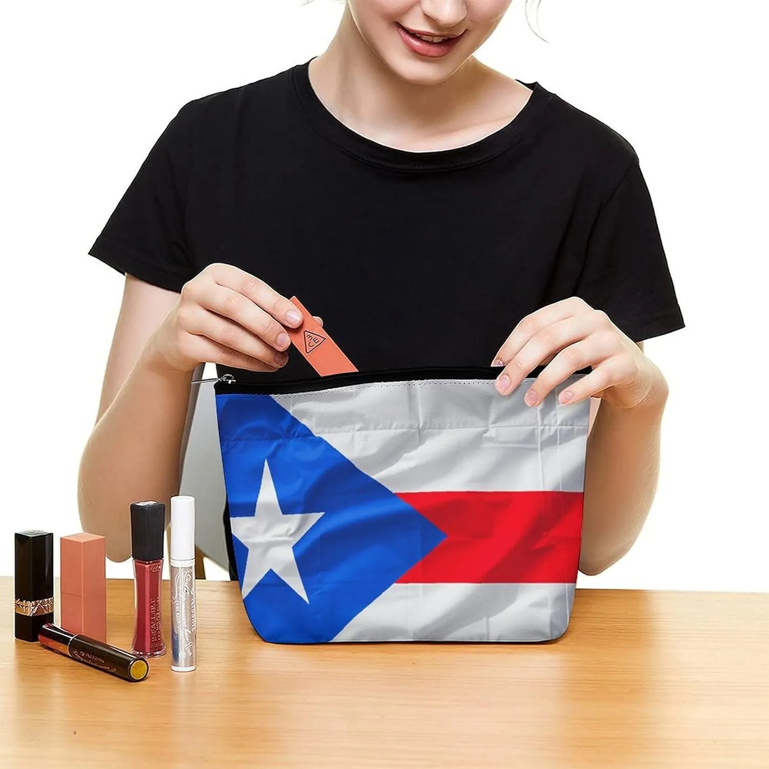 Cosmetic Bag Makeup Bags for Women Portable Makeup Bag Puerto Rico Flag Makeup Case Travel Toiletry Bag for Travel Accessories