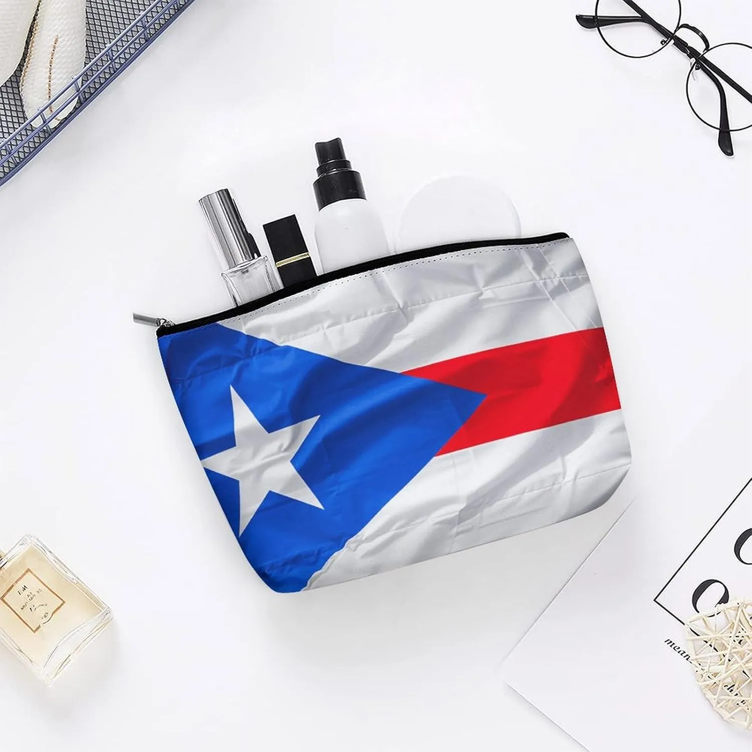 Cosmetic Bag Makeup Bags for Women Portable Makeup Bag Puerto Rico Flag Makeup Case Travel Toiletry Bag for Travel Accessories