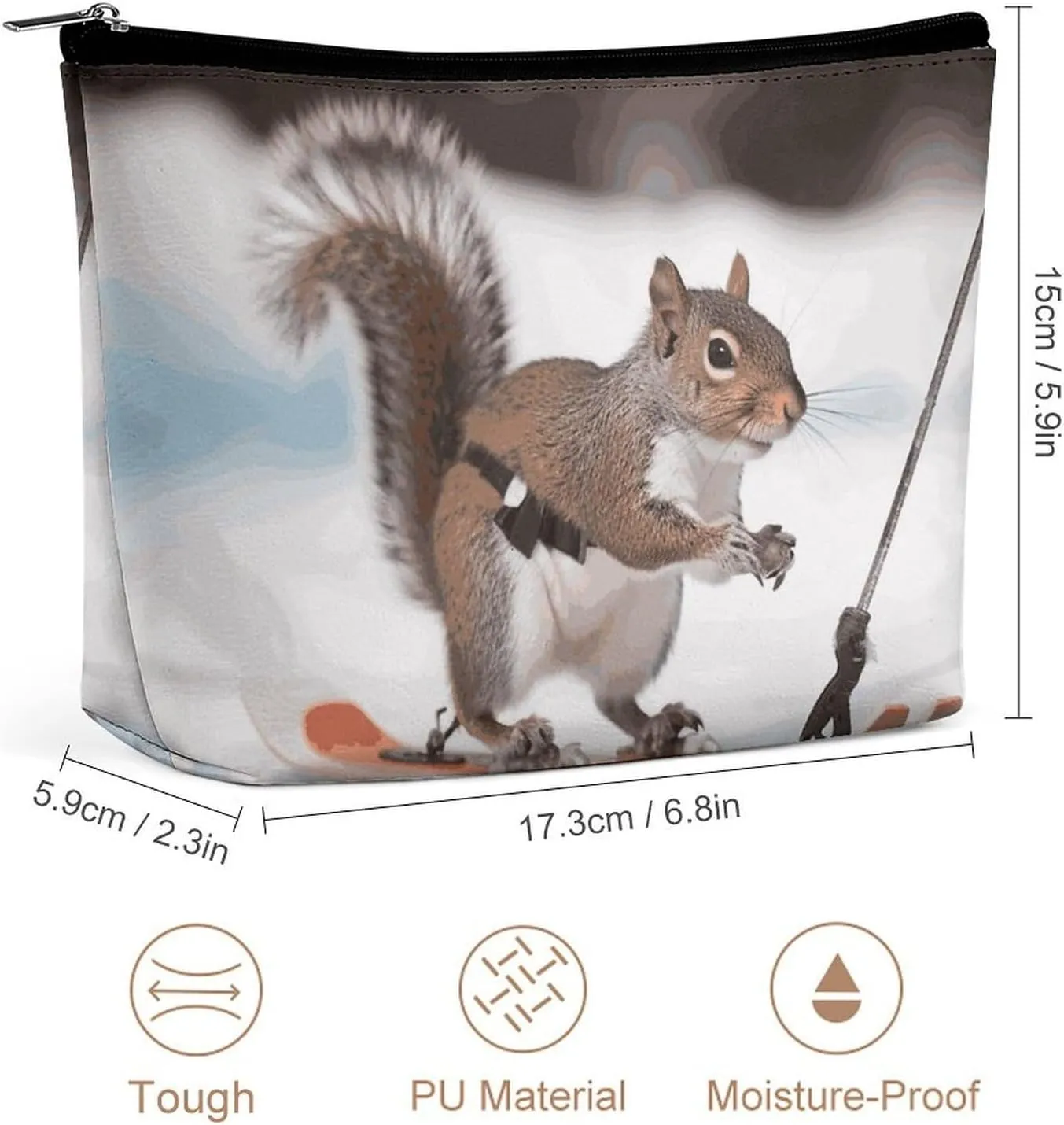 Cosmetic Bag Makeup Bags for Women Portable Makeup Bag Skiing Squirrel Makeup Case Travel Toiletry Bag for Travel Accessories