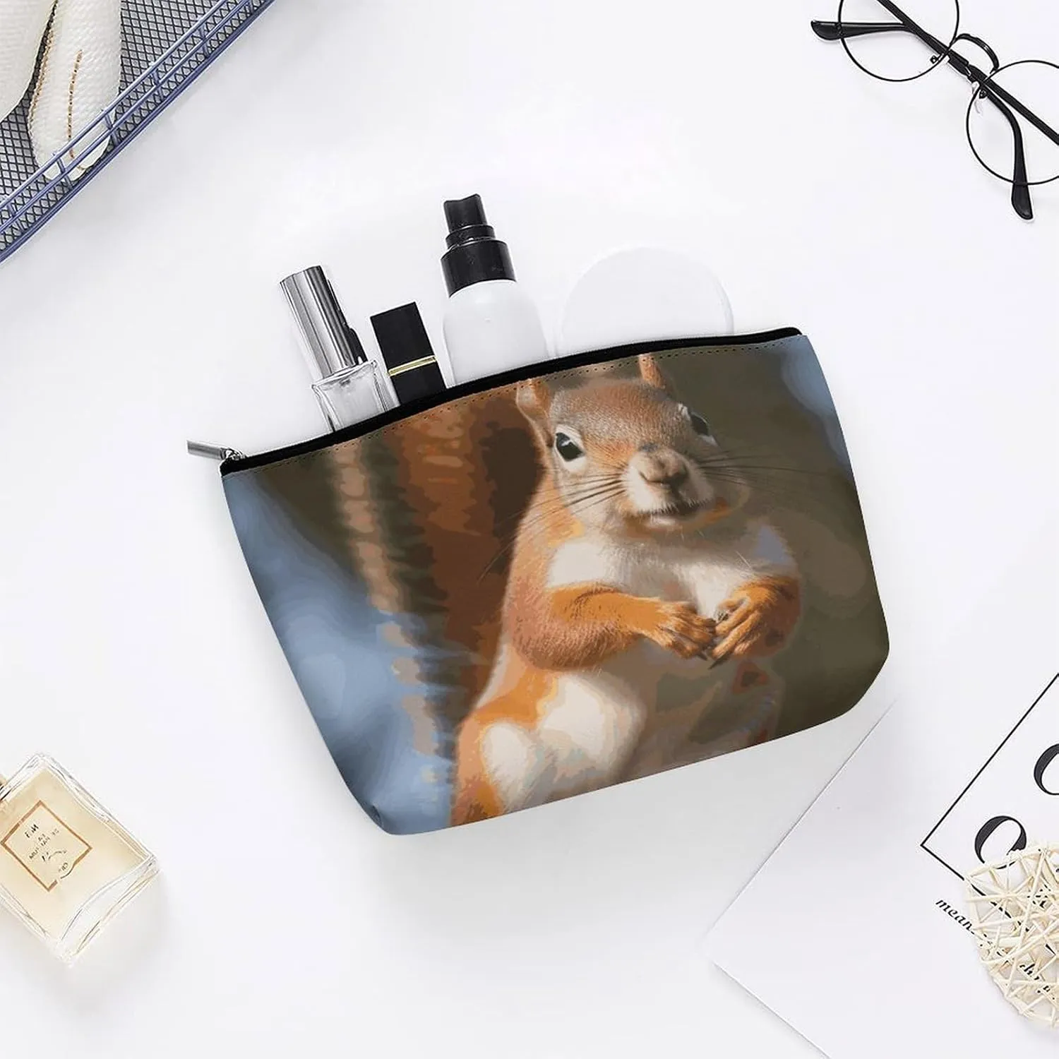 Cosmetic Bag Makeup Bags for Women Portable Makeup Bag Squirrel Funny Animal Makeup Case Travel Toiletry Bag for Travel Accessories