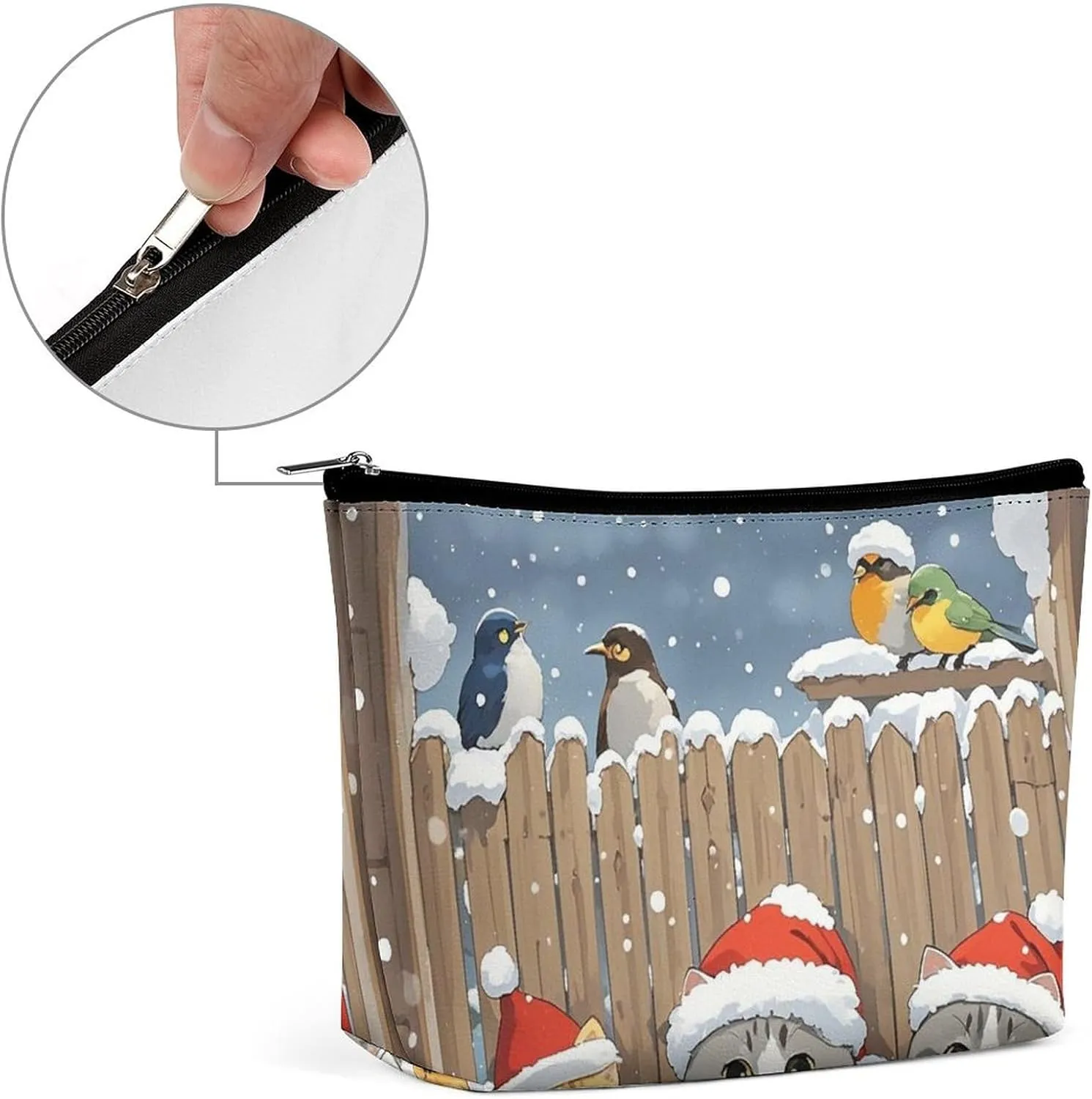 Cosmetic Bag Makeup Bags for Women Portable Makeup Bag Three Cat Bird Observers Makeup Case Travel Toiletry Bag for Travel Accessories
