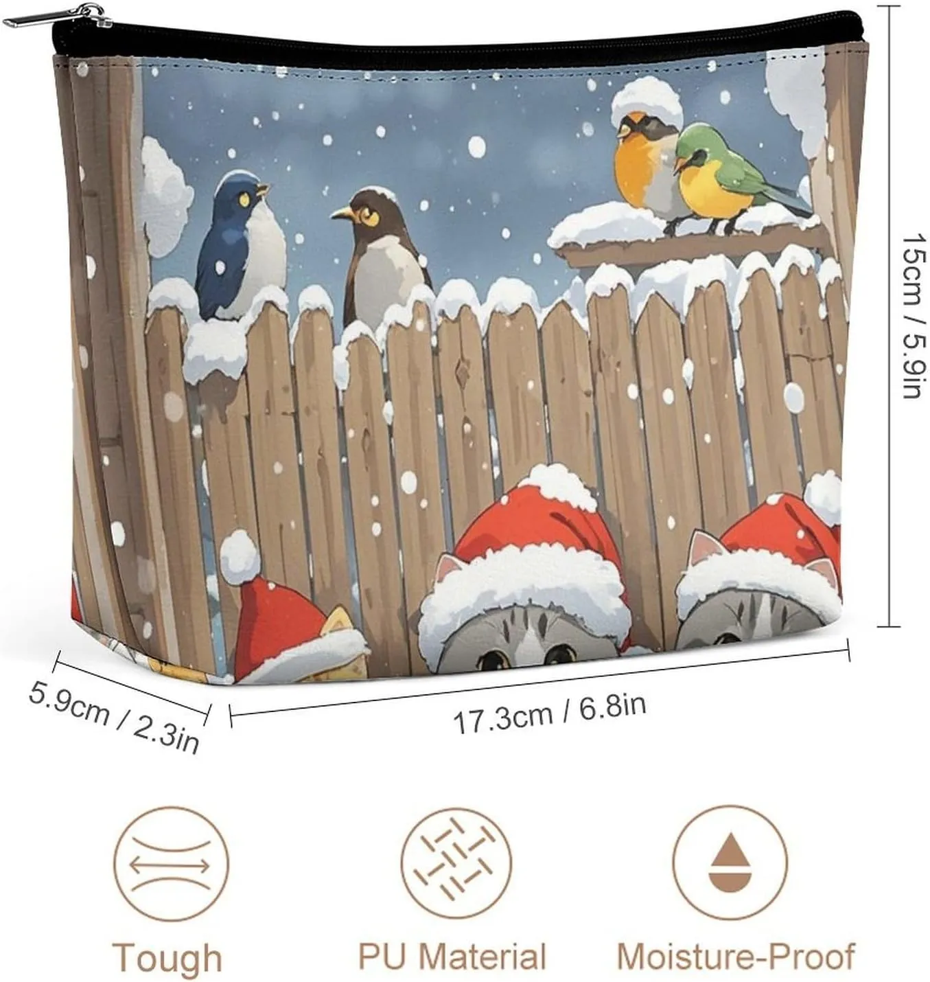 Cosmetic Bag Makeup Bags for Women Portable Makeup Bag Three Cat Bird Observers Makeup Case Travel Toiletry Bag for Travel Accessories