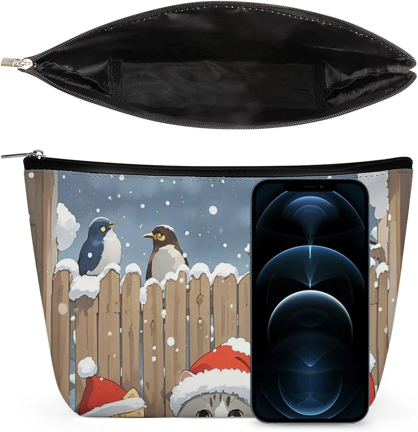 Cosmetic Bag Makeup Bags for Women Portable Makeup Bag Three Cat Bird Observers Makeup Case Travel Toiletry Bag for Travel Accessories