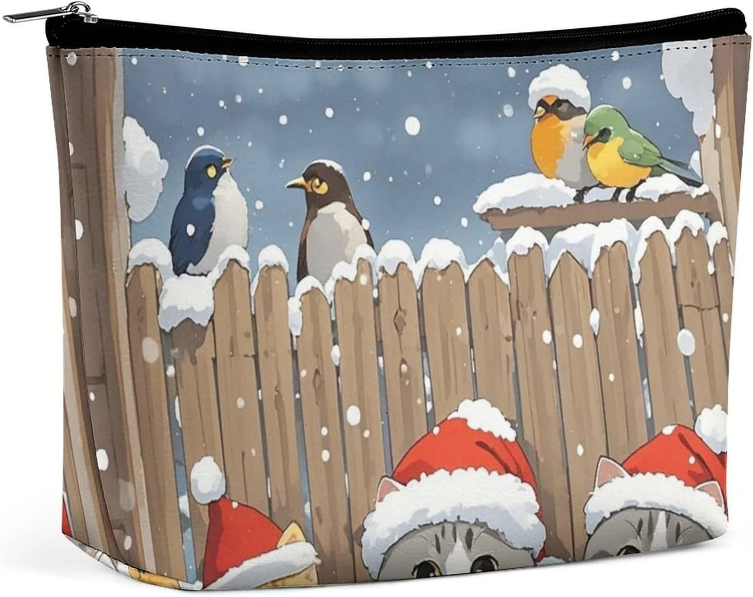 Cosmetic Bag Makeup Bags for Women Portable Makeup Bag Three Cat Bird Observers Makeup Case Travel Toiletry Bag for Travel Accessories
