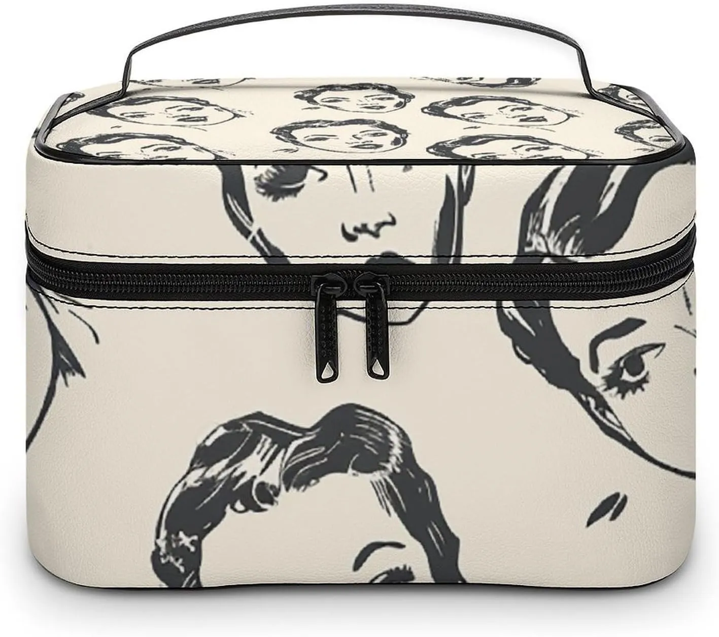 Cosmetic Bag Portable Cartoon Female Face Toiletry Bag Large Capacity Travel Makeup Bag Beauty Makeup Organizer for Full-Sized Shampoo Conditioner Brushes Set Makeup Accessories