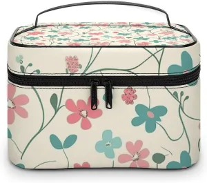 Cosmetic Bag Portable Cyan Vine Pattern Toiletry Bag Large Capacity Travel Makeup Bag Beauty Makeup Organizer for Full-Sized Shampoo Conditioner Brushes Set Makeup Accessories