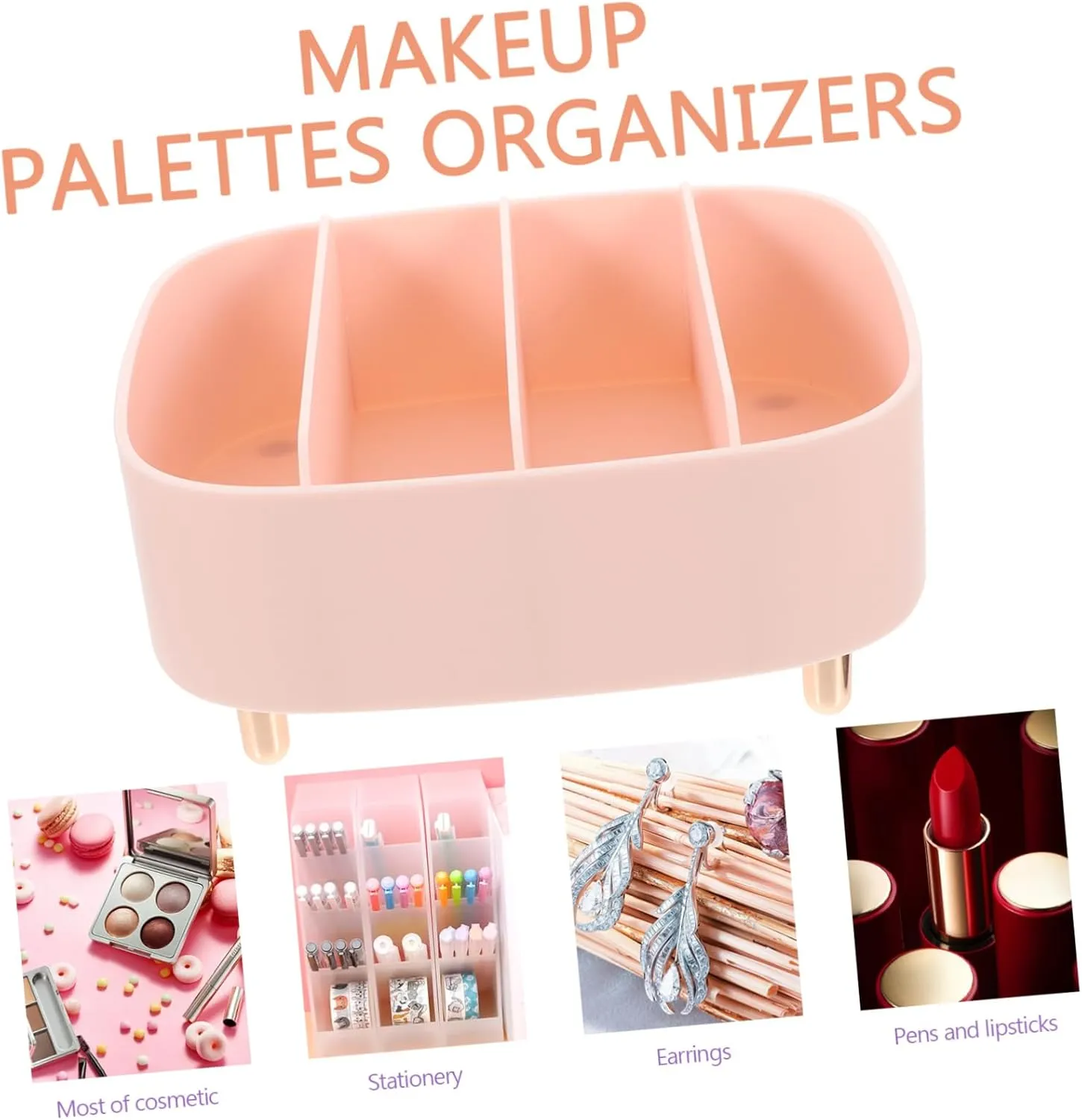 Cosmetic Storage Box Makeup Organizer Eyeshadow Palettes Holder Divided Storage Pink Long-lasting Safe