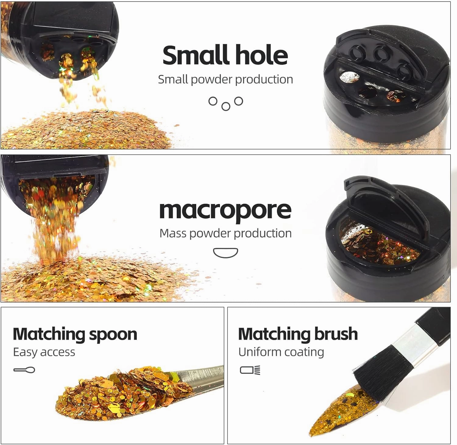 Craft Glitter, 380g Nail Glitter Powder 10 Jars Glitter with Tools,AARDWO Vibrant Multi-Purpose Glitter for Body,Eyeshadow,Cosmetic,Nail Arts,Crafts,Decoration,DIY(Hexagon Shape, Gold)